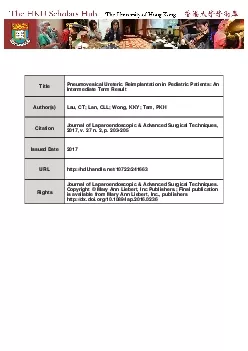 Pneumovesical Ureteric Reimplantation in Pediatric Patients An