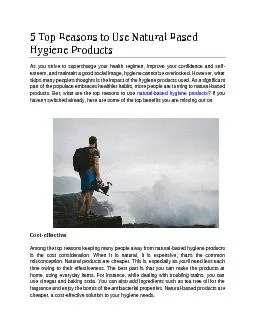 5 Top Reasons to Use Natural Based Hygiene Products