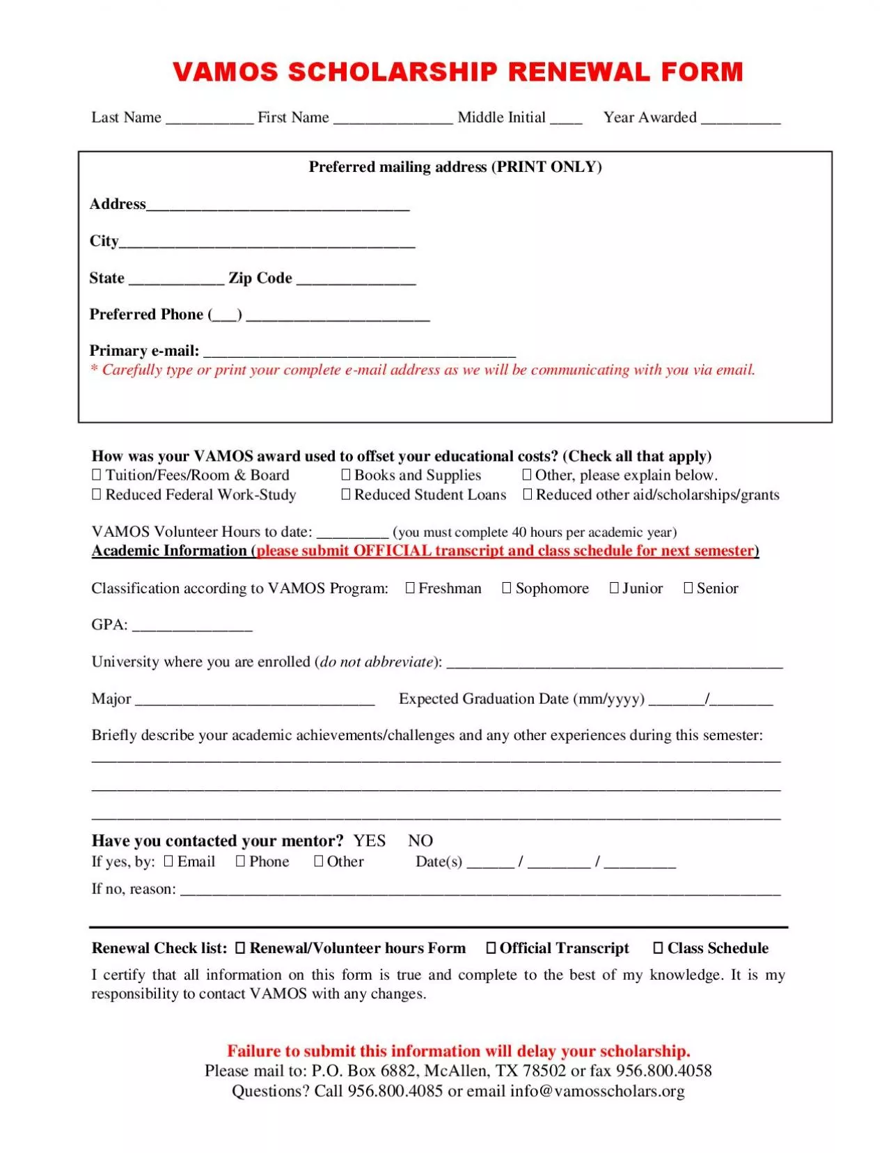 PDF-VAMOS SCHOLARSHIP RENEWAL FORM