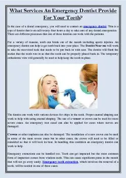 What Services An Emergency Dentist Provide For Your Teeth?