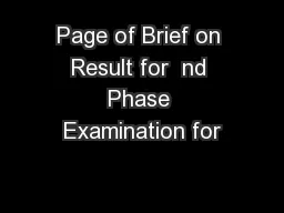 Page of Brief on Result for  nd Phase Examination for