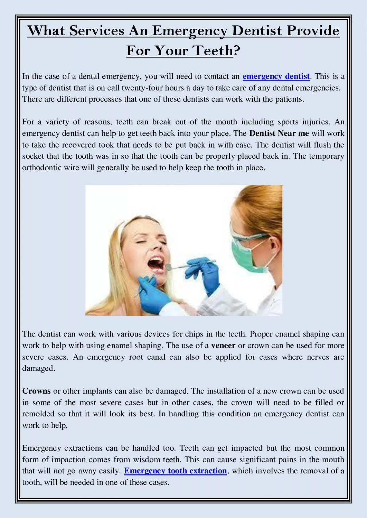 PDF-What Services An Emergency Dentist Provide For Your Teeth?