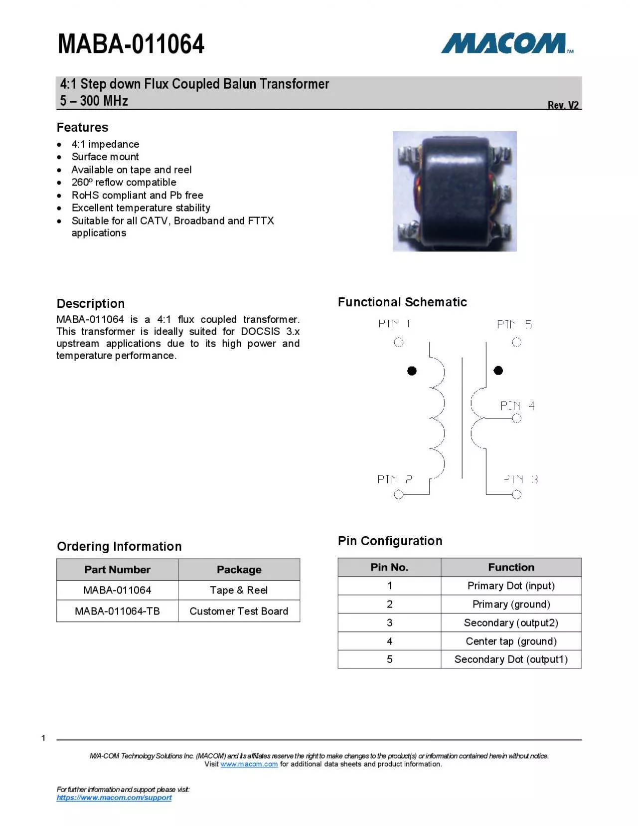 PDF-41 Step down Flux Coupled Balun Transformer