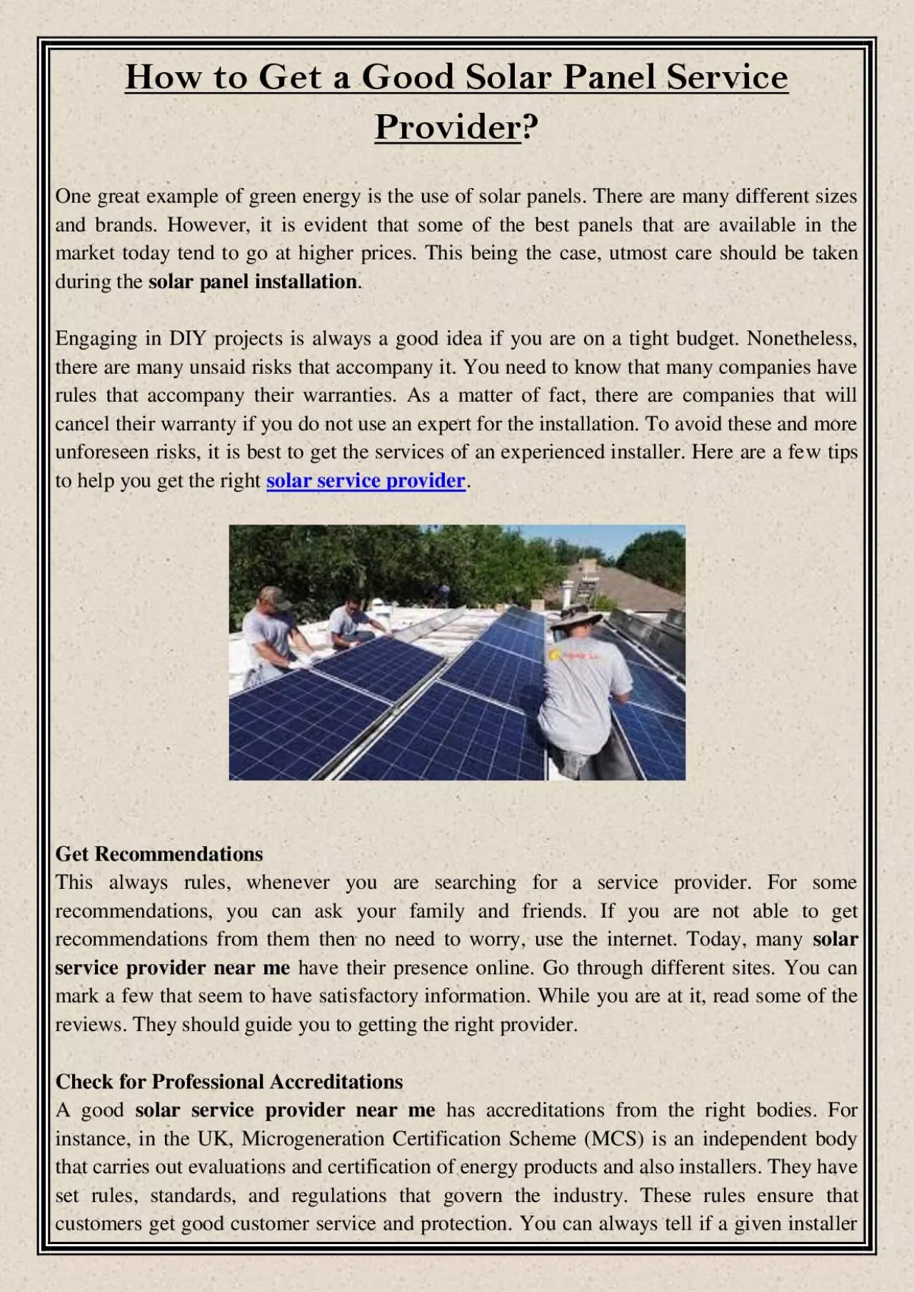 PDF-How to Get a Good Solar Panel Service Provider?