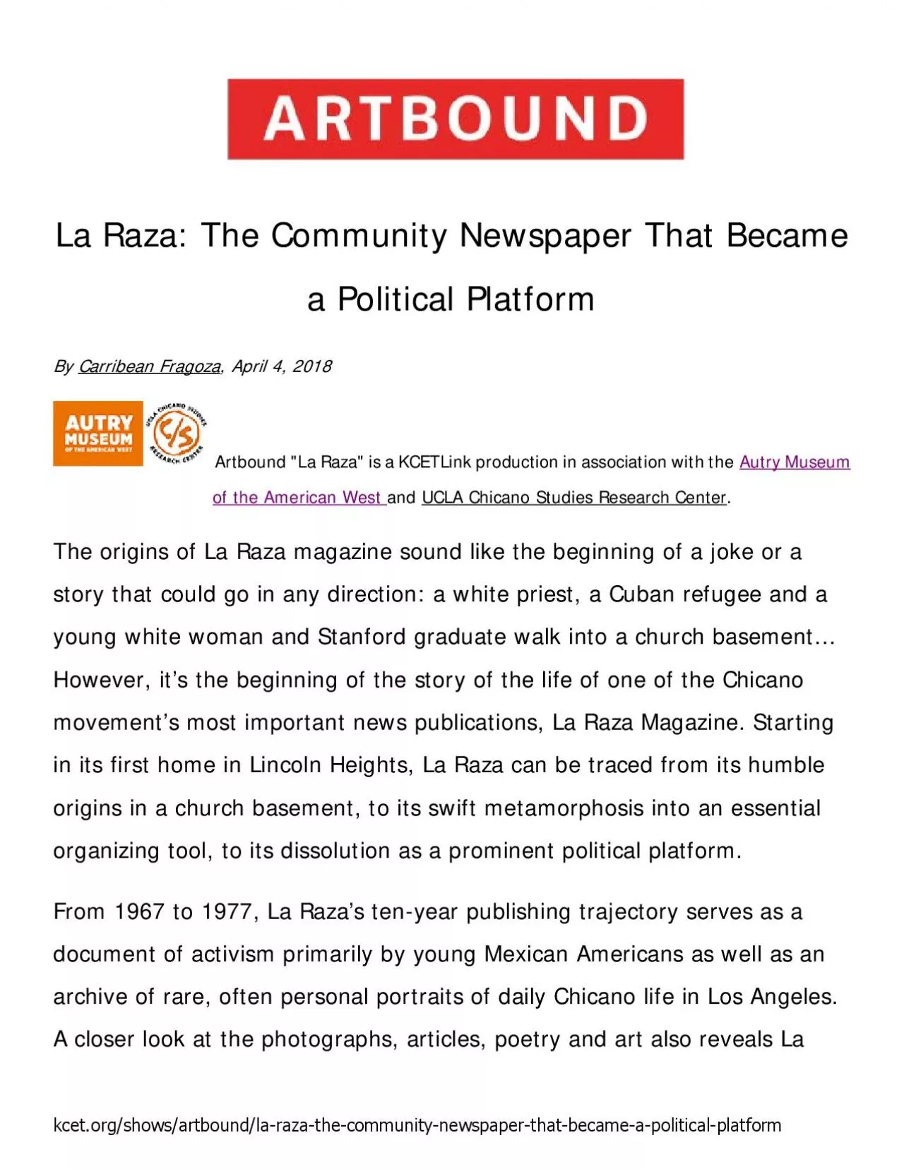 PDF-La Raza The Community Newspaper That Became a Political PlatformBy Car