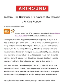 La Raza The Community Newspaper That Became a Political PlatformBy Car