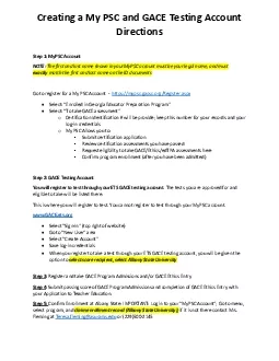 Creating a My PSC and GACE Testing Account DirectionsStep 1MyPSC Accou