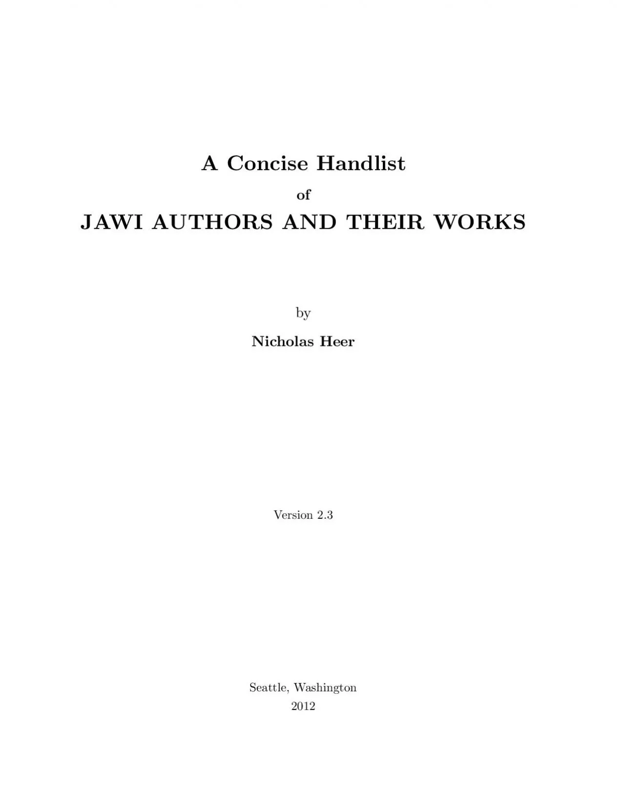 PDF-AConciseHandlistofJAWIAUTHORSANDTHEIRWORKSbyNicholasHeerVersion23Seatt