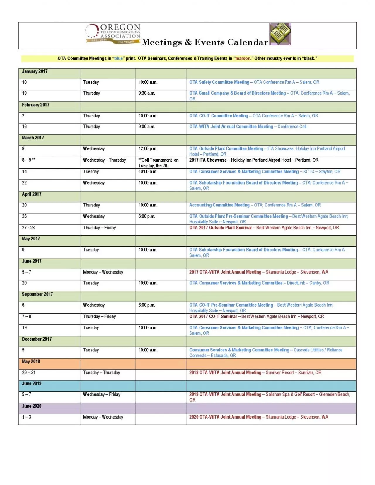 PDF-Meetings Events Calendar