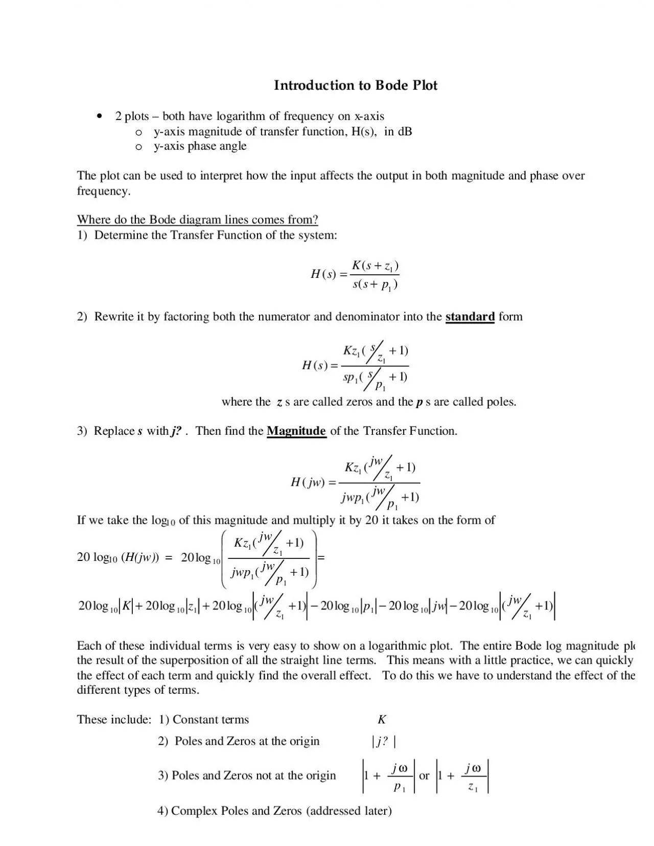 PDF-Introduction to Bode Plot 2 plots 150 both have logarithm of frequen