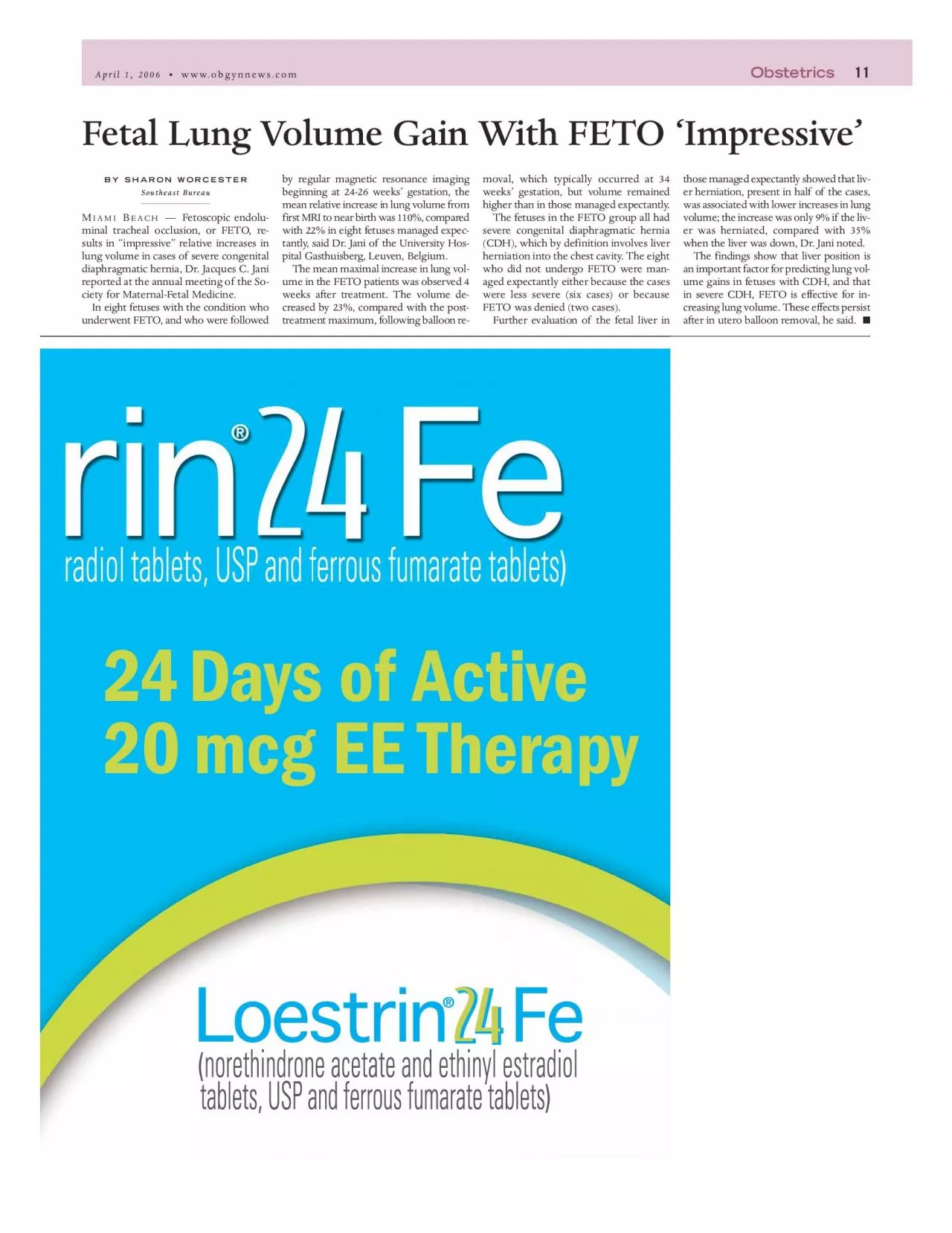 PDF-April 1 2006 wwwobgynnewscomFetal Lung Volume Gain With FETO Impres