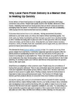 Why Local Farm Fresh Delivery is a Market that is Heating Up Quickly