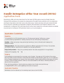 Family Enterprise of the Year Award FEYAApplication FormEstablished in