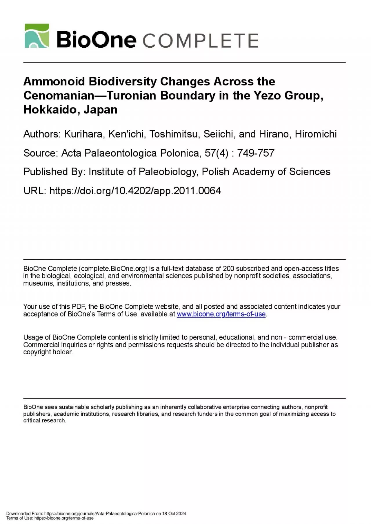 PDF-Downloaded From httpsbiooneorgjournalsActaPalaeontologicaPolonic