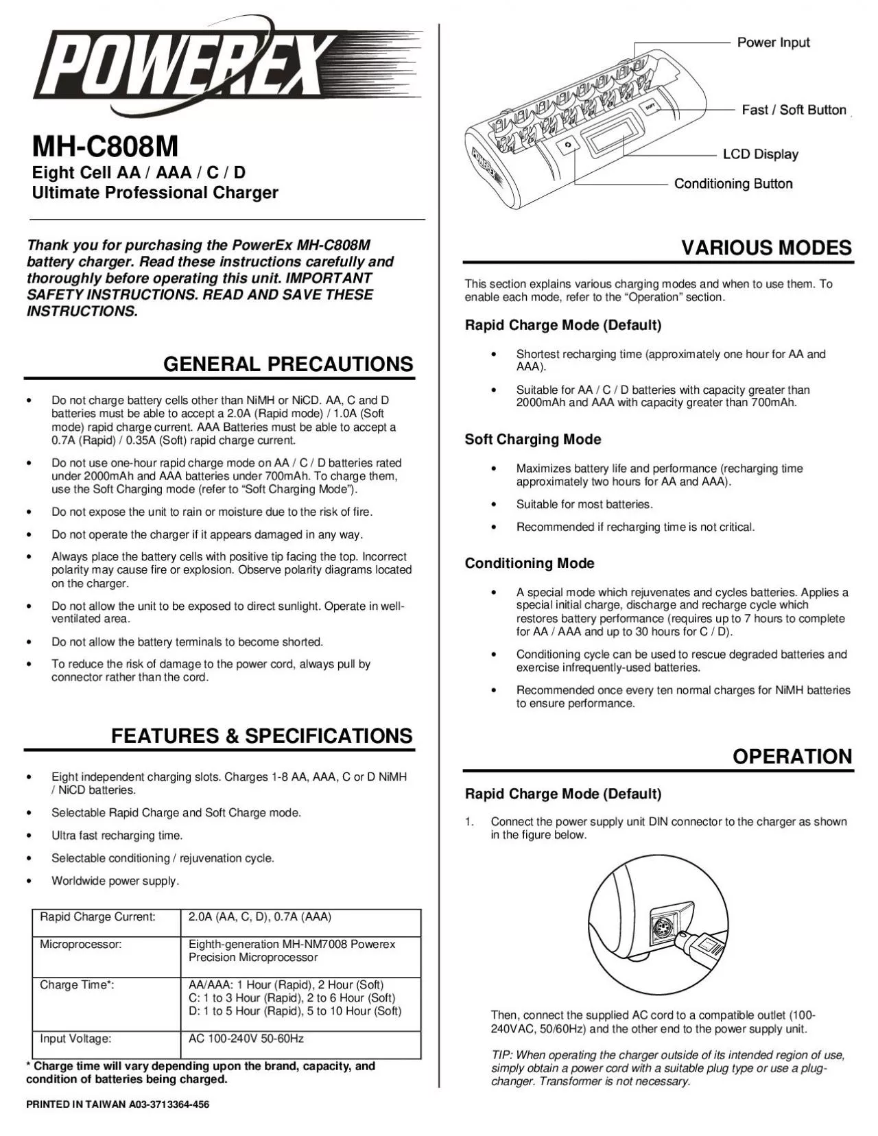 PDF-PRINTED IN TAIWAN A033713364456Thank you for purchasing the PowerEx