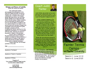 Fainter Tennis Camps at Pfeiffer University Session  J