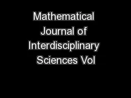 Mathematical Journal of Interdisciplinary Sciences Vol