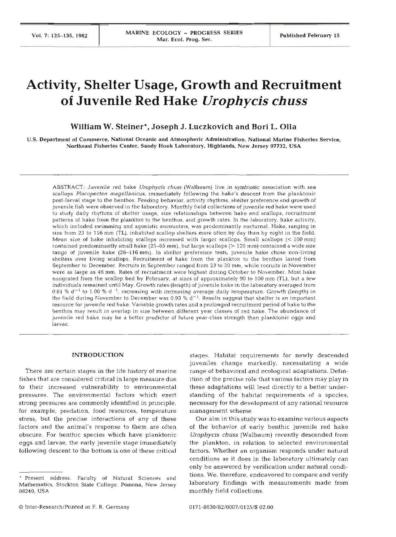 PDF-Ecol Prog fish in other Observations made as noted above a clear using