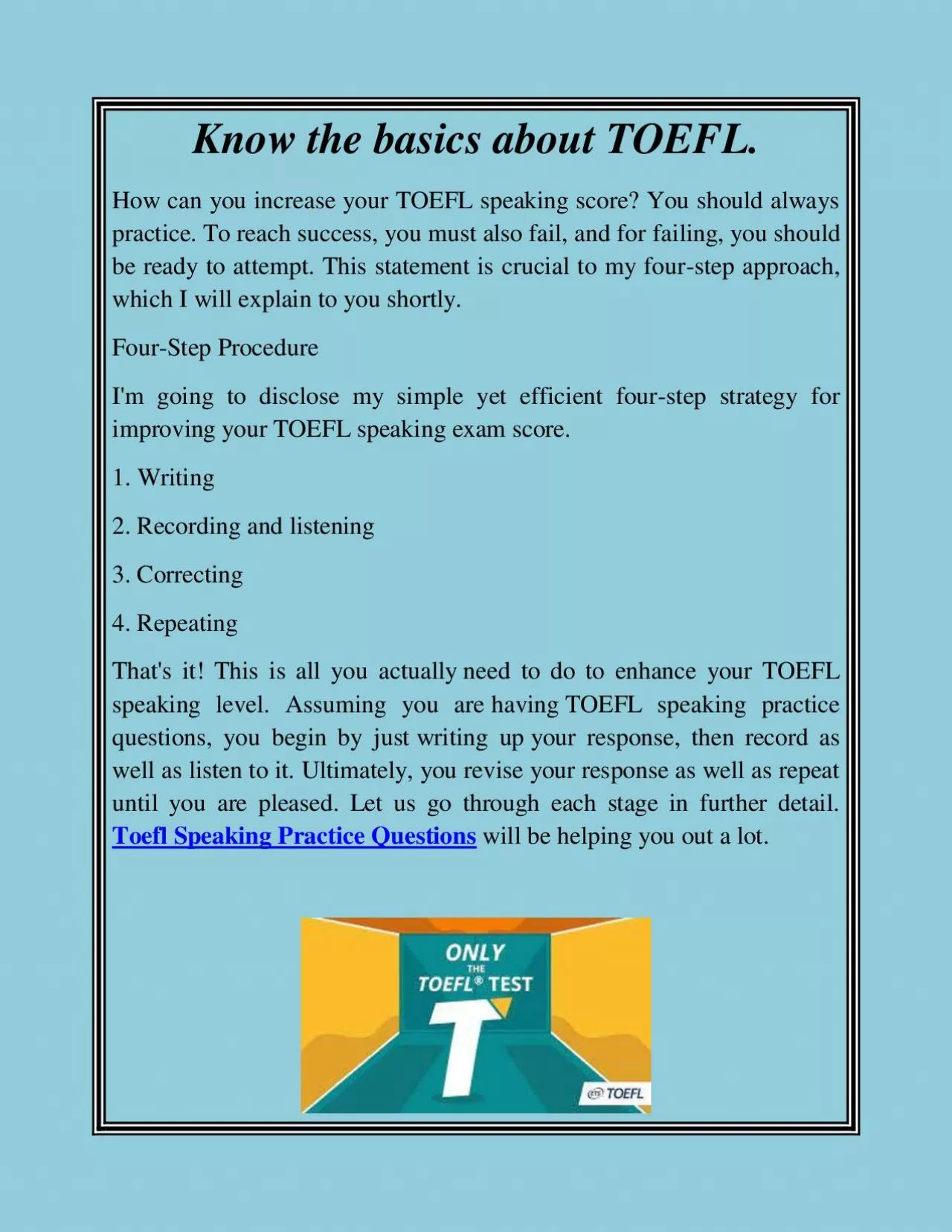 PDF-Know the basics about TOEFL.