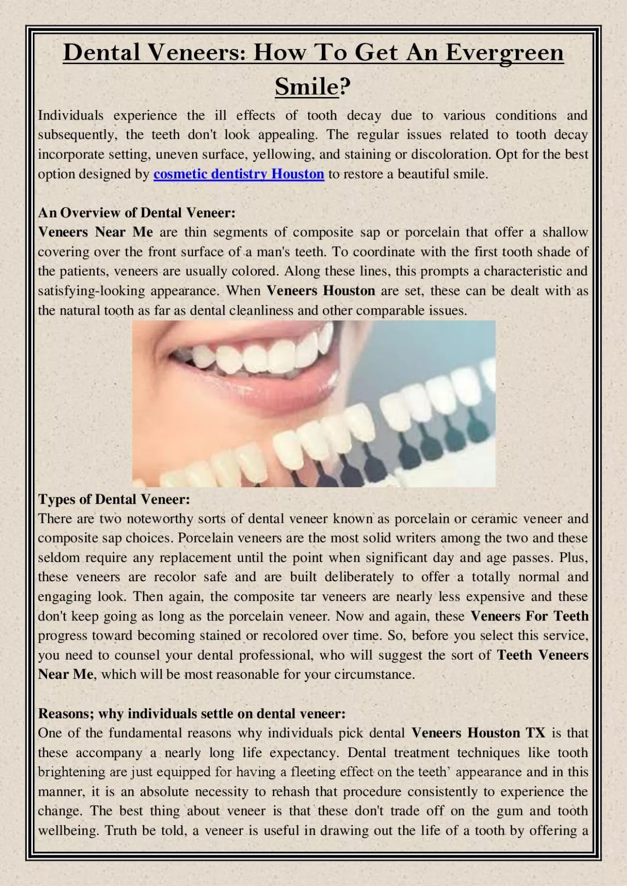 PDF-Dental Veneers: How To Get An Evergreen Smile?