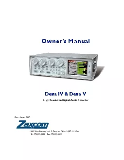 Owner146s ManualDeva IV  Deva Vgital Audio RecorderRev  August 2007