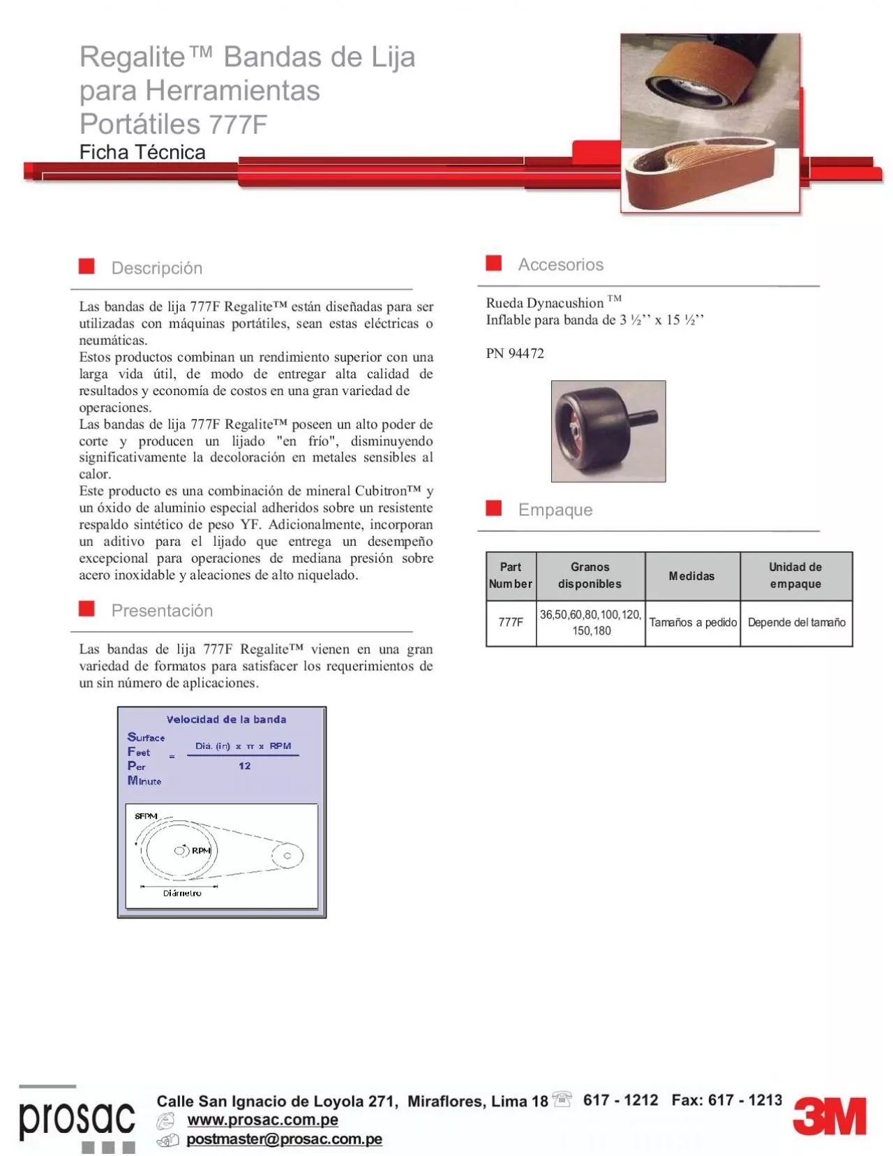 PDF-Regalite Bandas de Lija para Herramientas 777F Ficha Tcnica Las ban