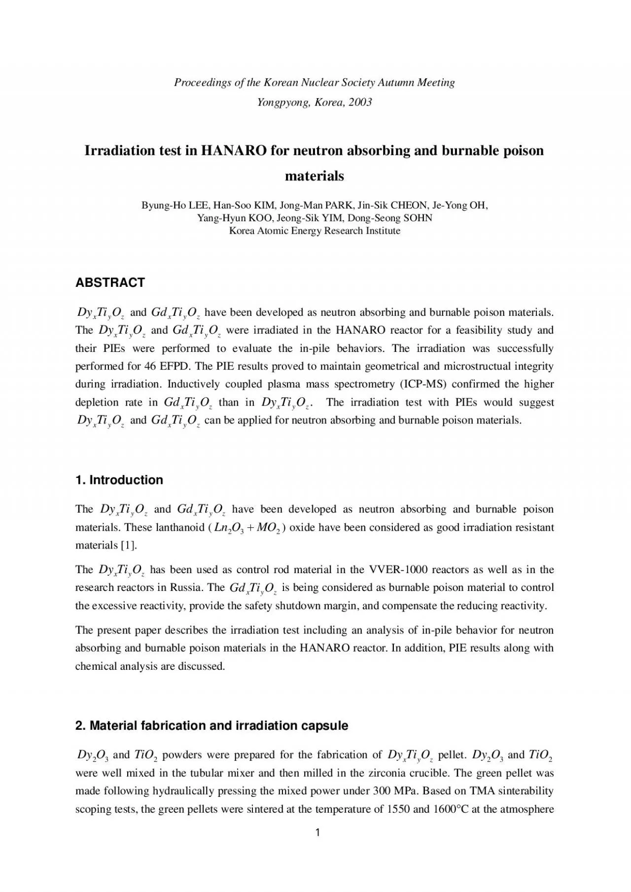 PDF-Proceedings of the Korean Nuclear Society Autumn Meeting Yongpyong Kor