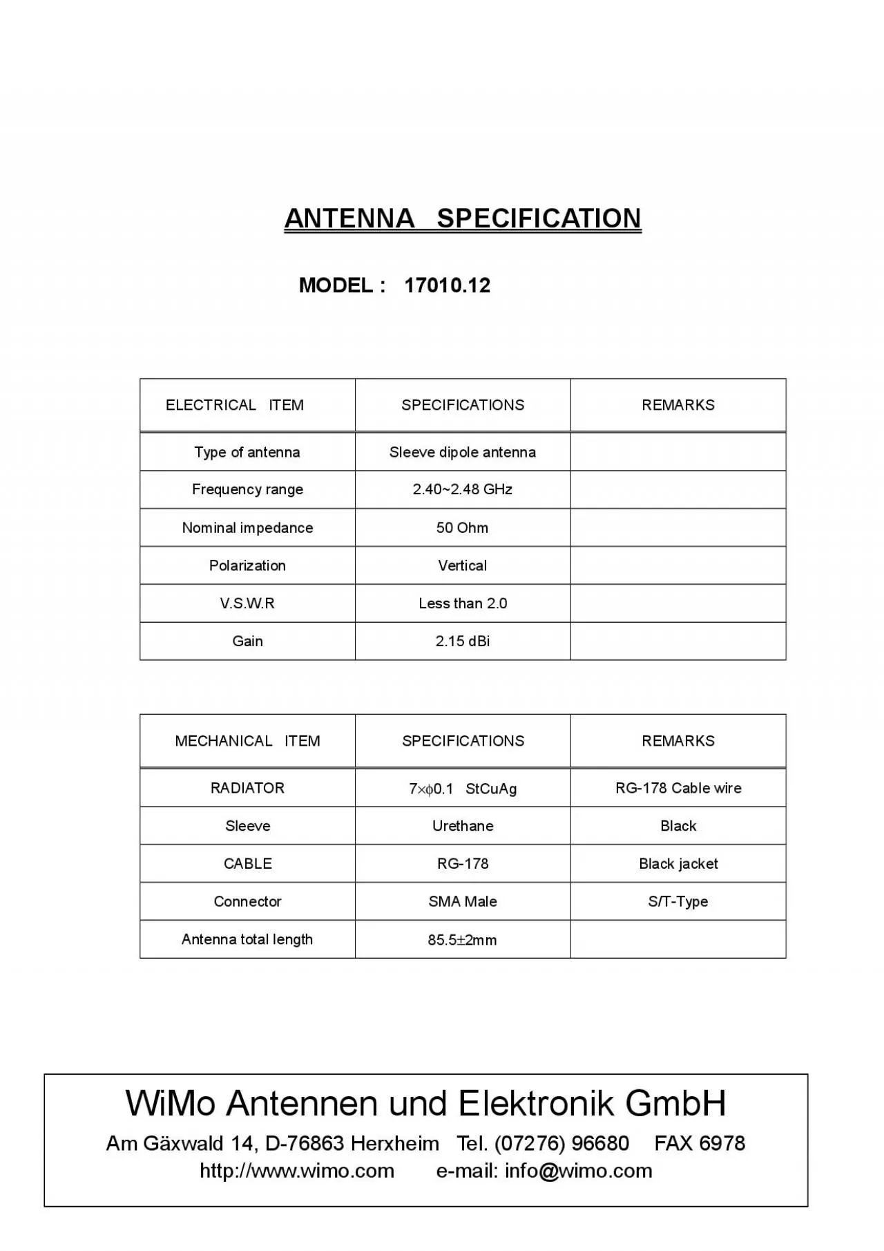 PDF-ANTENNA SPECIFICATION