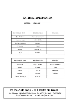 ANTENNA  SPECIFICATION