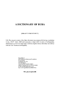 NB The present version of the Bura dictionary was prepared following a