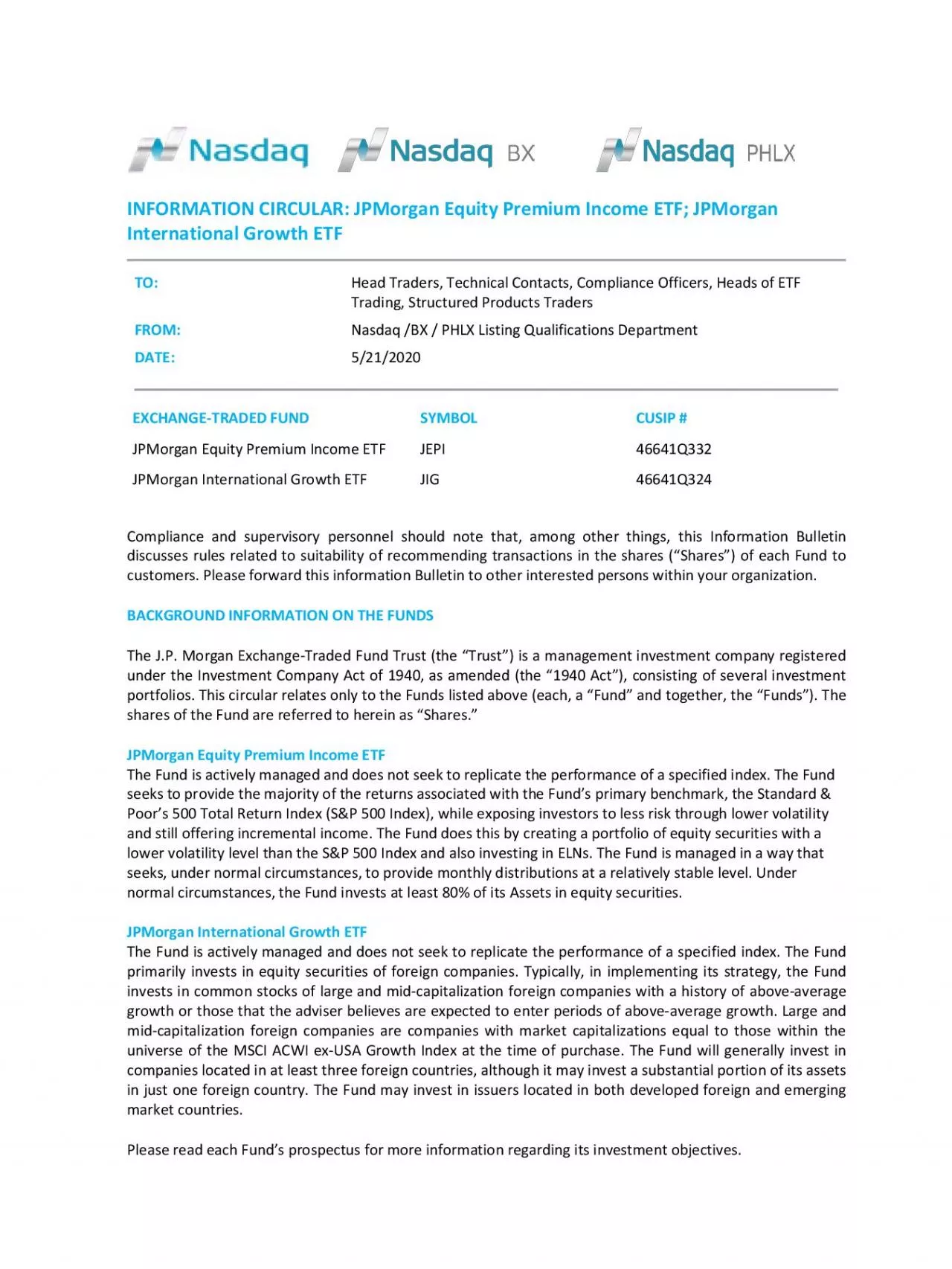 PDF-INFORMATION CIRCULAR JPMorgan Equity Premium Income ETF JPMorgan