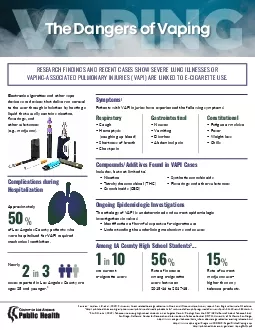 THE DANGERS OF VAPINGSources Layden J E et al 2019 Pulmonary illness r