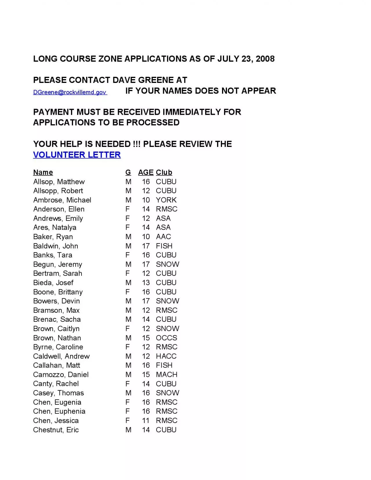 PDF-LONG COURSE ZONE APPLICATIONS AS OF JULY 23 2008