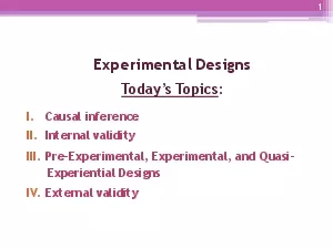 III Experimental Designs Cont   APreexperimental designs  1One shot c
