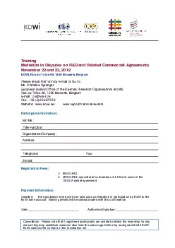 Mediation in Disputes on RD and Related Commercial Agreements