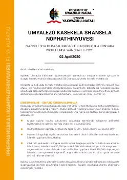 UMYALEZO KASEKELA SHANSELA NOPHATHINYUVESI ISAZISO ESIYA KUBAZALI NABA