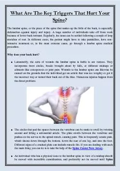 What Are The Key Triggers That Hurt Your Spine?