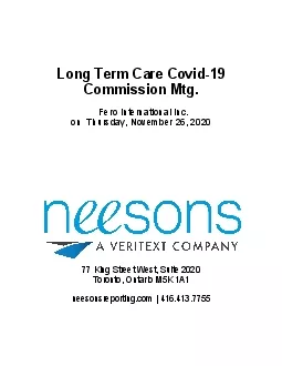 Long Term Care Covid19 Commission MtgFero International Incon112620