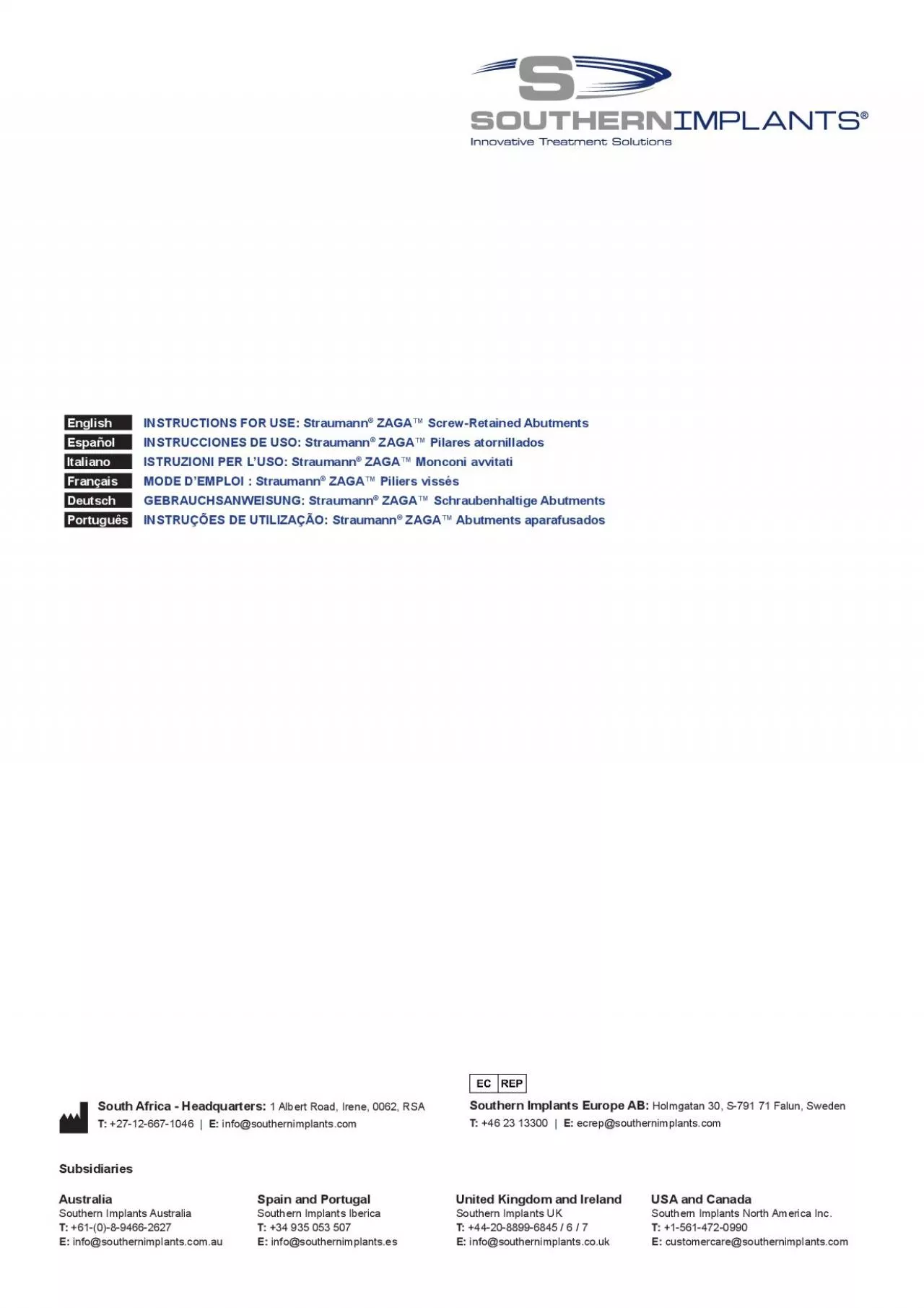 PDF-INSTRUCTIONS FOR USE Straumann