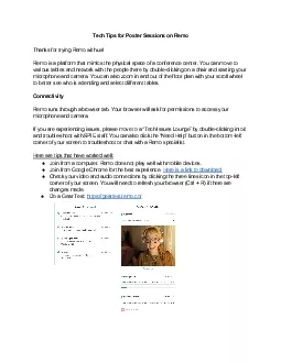 Tech Tipsfor Poster Sessions on RemoThanks for trying Remo with us