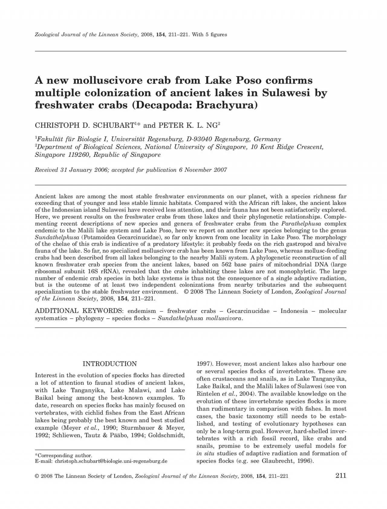 PDF-AnewmolluscivorecrabfromLakePosoconrmsmultiplecolonizationofancientlak