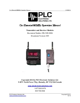 Cini Remote 868MHz Operation Manual