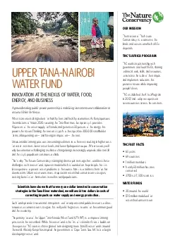 UPPER TANANAIROBI WATER FUNDINNOVATION AT THE NEXUS OF WATER FOOD ENE