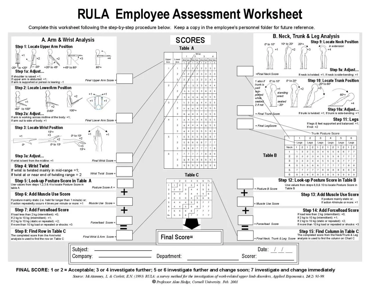 PDF-RULA Employee Assessment Worksheet