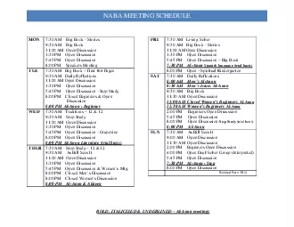 NABA MEETING SCHEDUL