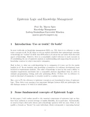 Epistemic Logic and Knowledge Management Prof