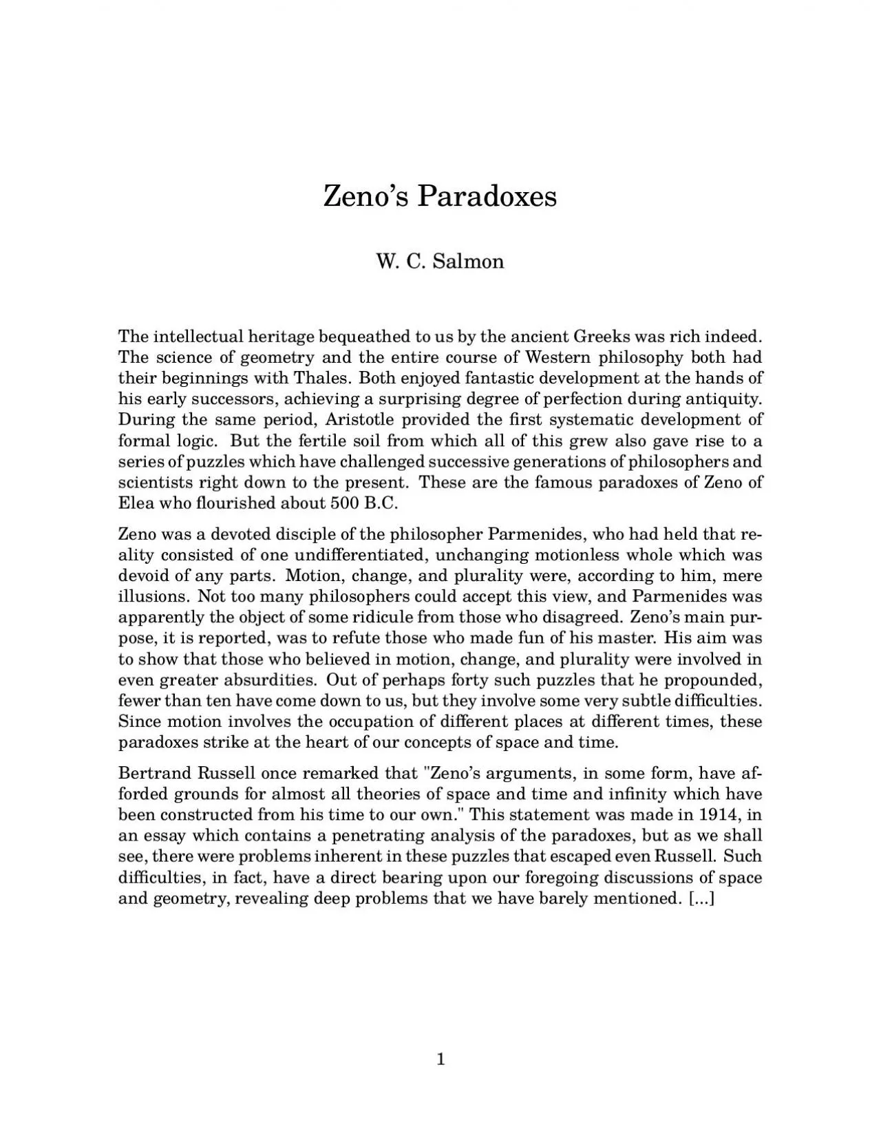 PDF-ZenosParadoxesWCSalmonTheintellectualheritagebequeathedtousbytheancien