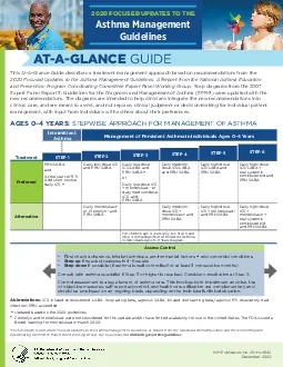 2020 FOCUSED UPDATES TO THEAsthma Management ATAGLANCE This AtAGla