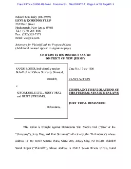 PDF-LEVI KORSINSKY LLP Email ekzlkcom Attorneys for Plaintiff and the Pro