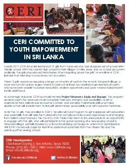 PDF-In early 2017 CERISri Lanka learned of 12 girls from Vahaneri who had